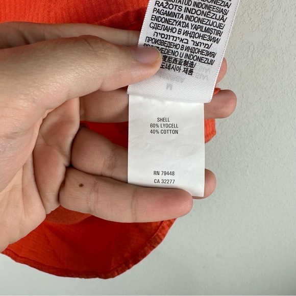 Marmot Orange Short Sleeve Button Front Shirt Size Medium - Picture 7 of 7